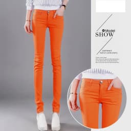 Women Color Pants Super Comfy Stretch Pull-On Classic Skinny Pants Ease Into Comfort Stretch Slim Pencil Trousers with Pocket