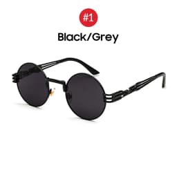VIVIBEE 2026 Trend Black Red Round Punk Sunglasses Women Hip Hop Sun Glasses Men Steampunk Goggle Luxury Rock Accessories