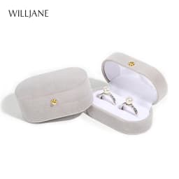 Wedding Ring Packaging Box Ear Studs Holder Velvet Engagement Couple Ring Box Valentine Gift Double Rings Storage Display Case