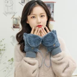 Women Winter Keep Warm Plus Cashmere Thicken Cute Lovely Solid Mittens Full Finger Flip Gloves Outdoor Cycling Windproof Soft