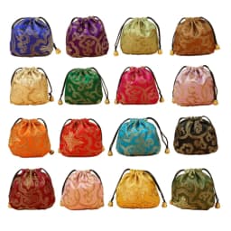 12pcs 11x11cm Silk Drawstring Pouch Bag for Necklace Bracelet Beads Jewelry Packaging Christmas Wedding Gift Organizers Pocket