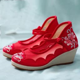 Air Mesh Wedge Pumps for Ladies 2021 Summer Women Shoes обувь для женщин летняя Ethnic Embroidered Ankle Strap Female Sandals
