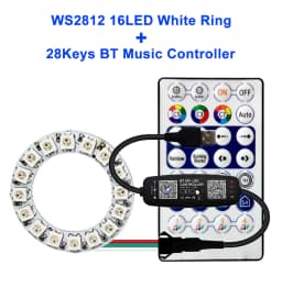 WS2812B Individually Addressable Led Ring 5050 RGB With USB 28Keys Bluetooth Music Controller Kit BuiIt-in 8/16/24/35/45 Pixels
