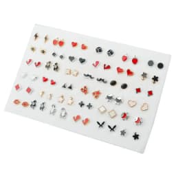 100/36Pair Colorful Fruit Flower Heart Star Crystal Stud Earrings Set Women Girls Small Plastic Geometric Crown Earrings Jewelry