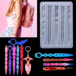 Self Defense Keychain Mold DIY Epoxy Silicone Resin Mold Pendant Keychain Self-defense Toy Craft For Resin Small Knife