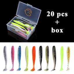 QXO Fishing Soft Lure Worm With Box Silicone Bait Swimbait Streamer Sea Fishing Spoon Lure 7cm 10cm Wobbler Set