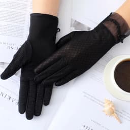 Sexy Summer Women UV Sunscreen Short Sun Screen Pearl Flowers Gloves Thin Ice Silk Lace Touch Screen Viscose Driving Gloves J53