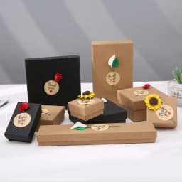 12pcs Cardboard Jewelry Set Box for Ring Necklace Rectangle Tan Black 5X5X3cm 7x9x3cm 9x9x3cm Travel Jewelry Organizer Case