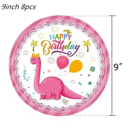 Pink Dinosaur Party Decorations Birthday Dinour Tableware Set Happy Birthday Party Decoration For Kids Boy Jungle Wild Party Dec