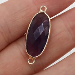 Natural Stone Amethysts Pendant Oval shape Two-hole connector for Jewelry Making Diy Bracelet necklace accessories 11x27mm