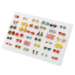 100/36Pair Colorful Fruit Flower Heart Star Crystal Stud Earrings Set Women Girls Small Plastic Geometric Crown Earrings Jewelry