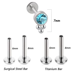 1PC G23 Titanium&Steel 16G CZ Gem Triangle Labret Lip Ring Crystal Cluster Ear Cartilage Tragus Helix Piercing Screw Fit Top 16g