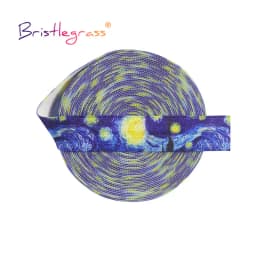 BRISTLEGRASS 2 5 10 Yard 5/8" 15mm Rainbow Rose Flower Floral Print Fold Over Elastic FOE Spandex Band Tape Hair Tie Sewing Trim