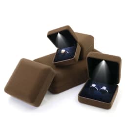 Velvet LED Jewellery Box Wedding Ring Pendant Earring Jewelry Display Packaging Cases with Custom Logo Jewellery Gift Box Cases