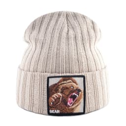 Embroidery Bear Knitted Beanies Hat Men Solid Color Autumn Winter Knitting Boy Skullies Caps Women Streetwear Kpop Gorras Bonnet