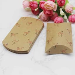 12/50pcs Beautiful Flower Pattern Pillow Shape Paper & Kraft Wedding Candy & Birthday Gift Storage Box Size 20X55X80mm