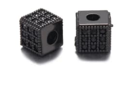 6*6mm Cube micro pave cz cubic zirconia spacer beads Brass Metal Crystal bracelet necklace for DIY making fhh3453