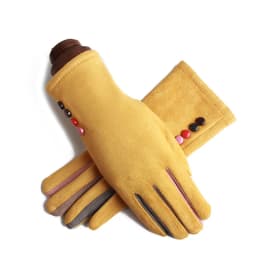Winter Female Single Layer Warm Cashmere Full Finger Button Cycling Mittens Women Suede Leather Touch Screen Driving Gloves J23