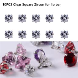 10PCS Surgical Steel Internally Threaded Lip Bar 16G Zircon Top Component For Labret Prong Zircon Ear Tragus Helix Ear Piercing