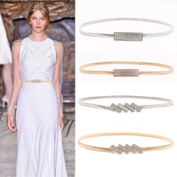 New Double Ring Belt Gold Silver Stretch Elastic Waist Belts for Women Metal Plate Female Lady Dress Waistband ceinture femme