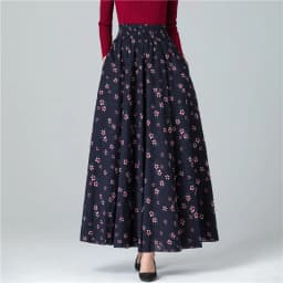 Female Cotton Linen Autumn Vintage Plus Size a-line High Waist National Fashion Big Flower Maxi Ladies Skirts for Womens