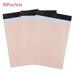 Apricot 50Pcs/lots Mailer Courier Bag Eco-Friendly Biodegradable Express Shipping Bags Self Seal Waterproof Clothes Shopper Bag