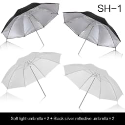 Photo Studio Umbrella Set 33 ' 84 cm White Soft Light Umbrella + Dual-use Reflective Umbrella 4 Pieces Photography Accessories