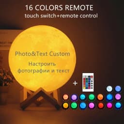 Photo/Text Customized 3D Printing Moon Lamp Touch Switch Night Light for Kids Girlfriend family Custom gift Home Decor Dropship