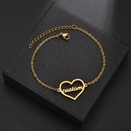Atoztide New Customized Name Bracelet Personalized Thick Chain for Women Stainless Steel Gold Color Bangle Chrismas Gift 