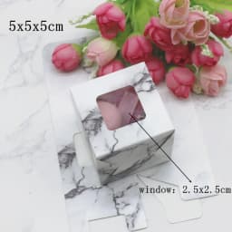 10pcs Square Shape Gifts Box with Window Marbling Style Gifts Package Boxes Cake Cookies Wedding Home Party Suppiles Package