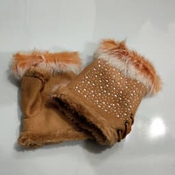 Female Rabbit Hair Wrist Gloves Fingerless Computer Typing Mittens Winter Women Suede Leather Warm Thick Cashmere Gloves G58