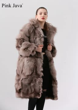 Ppink java QC19036 real fur coat women winter fashion jacket long coat real fox fur fur coat new available hot sale