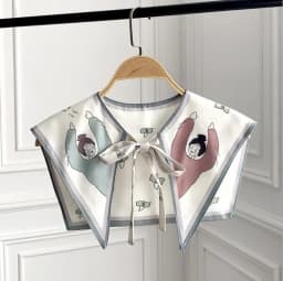 Printed Shawl Fake Collar Women Detachable Collars Big Lapel False Collar Shirt Thin Shawl Kragen Sahte Yaka Kraagje Nep Dames