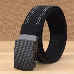 3.8cm outdoor nylon belt, black alloy automatic buckle, all-match striped men's belt, sports breathable