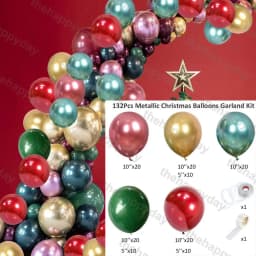 Christmas Balloon Arch Green Gold Red Box Candy Balloons Garland Cone Explosion Star Foil Balloons New Year Christma Party Decor