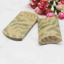 12/50pcs Beautiful Flower Pattern Pillow Shape Paper & Kraft Wedding Candy & Birthday Gift Storage Box Size 20X55X80mm