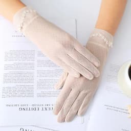 Sexy Summer Women UV Sunscreen Short Sun Screen Pearl Flowers Gloves Thin Ice Silk Lace Touch Screen Viscose Driving Gloves J53
