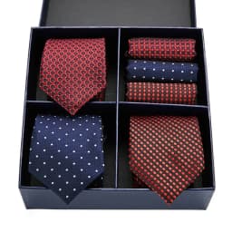 Gift box packing Silk Ties For Men Novelty Hanky Set 3 Styles Men's Tie Formal Red Cravat for Wedding Business Necktie
