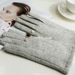 Winter Pearl Gem Wool Knit Warm Touch Screen Mittens Female Double Layer Plus Plush Thick Cashmere Driving Soft Black Glove H24
