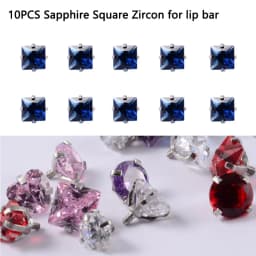 10PCS Surgical Steel Internally Threaded Lip Bar 16G Zircon Top Component For Labret Prong Zircon Ear Tragus Helix Ear Piercing