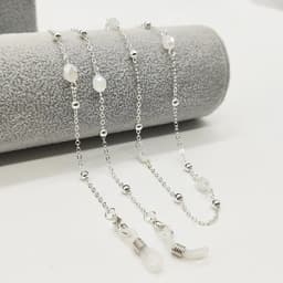 Eyeglasses Chain White Pink Crystal Charm Bead Chain Metal Plated Silicone Loops Sunglasses Accessory Women Necklace Gift