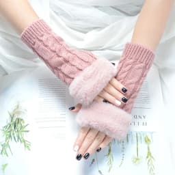 Autumn Winter Solid Color Students Write Keep Warm Korean Knitting Lady Fingerless Protection Hand Hair Mouth Hemp Gloves Women