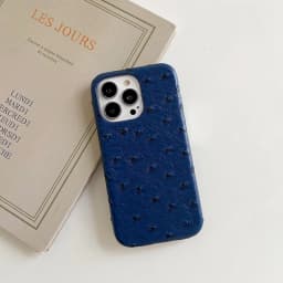 Luxury Ostrich Pattern Phone Case For iPhone Air 17 Pro 16 15 14 13 12 11 17Pro Max PU Leather Hard Shockproof Cover