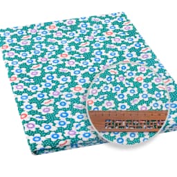 Teramila Grid Pattern Navy Blue Floral Plain Cotton Printed Patchwork Cloth Fabric for Art Sewing DIY Handmade Crafts Needlework