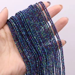 5pcsNatural Stone Crystal Color Plated Faceted Small Bead Multicolor 38CM Beaded Fashion DIY Necklace Bracelet CharmJewelry Gift