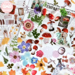 40 Pcs/pack Assorted Plant Flower Mushroom Ginkgo Pet Decorative Diary Stickers Sticky Notes for Scrapbooking Planner Stationery
