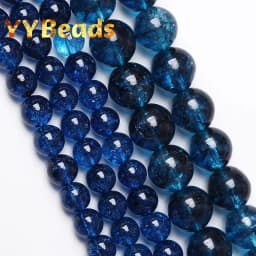 5A Quality Natural Light Blue Topazs Beads Blue Crackle Crystal Loose Beads For Jewelry Making Bracelets Women Necklaces 4-12mm