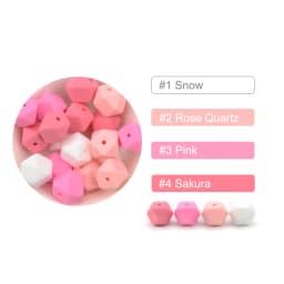 LOFCA Mini Hexagon 20pcs Silicone Beads 14mm Chewing Beads Charm Baby Teether Newburn Teething Necklace Pacifier Clip