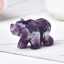 1PC Natural Crystal Bear Figurine Animals Stone Reiki Polished Crafts Small Decoration Home Decor Christmas Present Souvenir