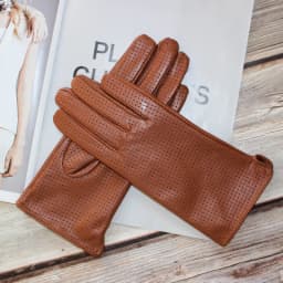Summer Driving Women's Sheepskin Leather Gloves With Thin Silk Lining Sun Protection and Anti Slip Motorcycle Riding Gloves